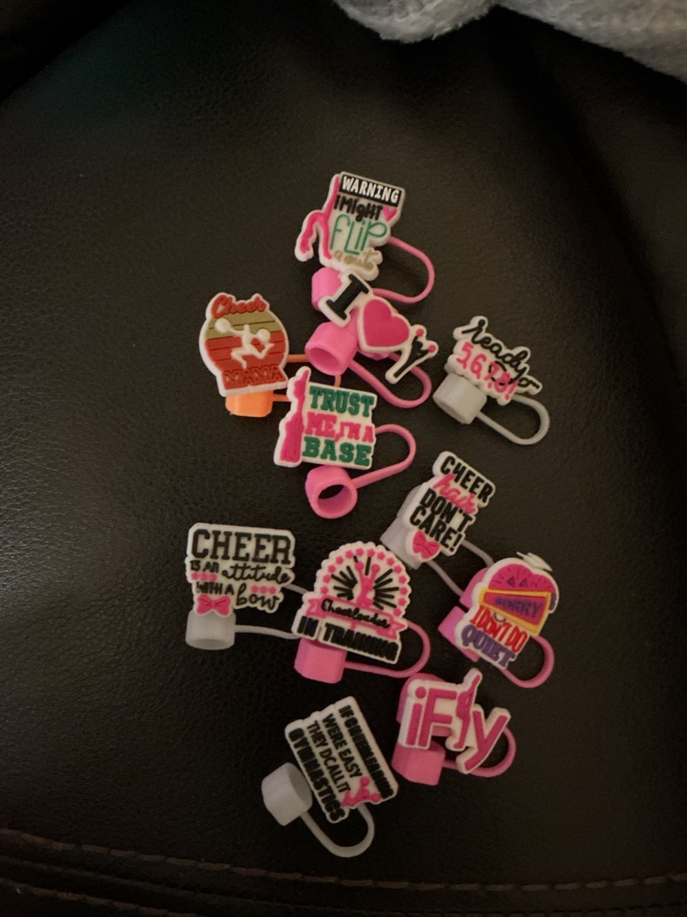 Pink Cheerleading straw covers